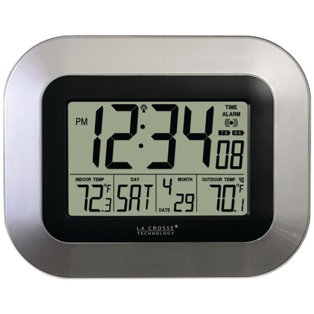 La Crosse Technology Atomic Digital Wall Clock with Indoor/Outdoor Temperature WS-8115U-S